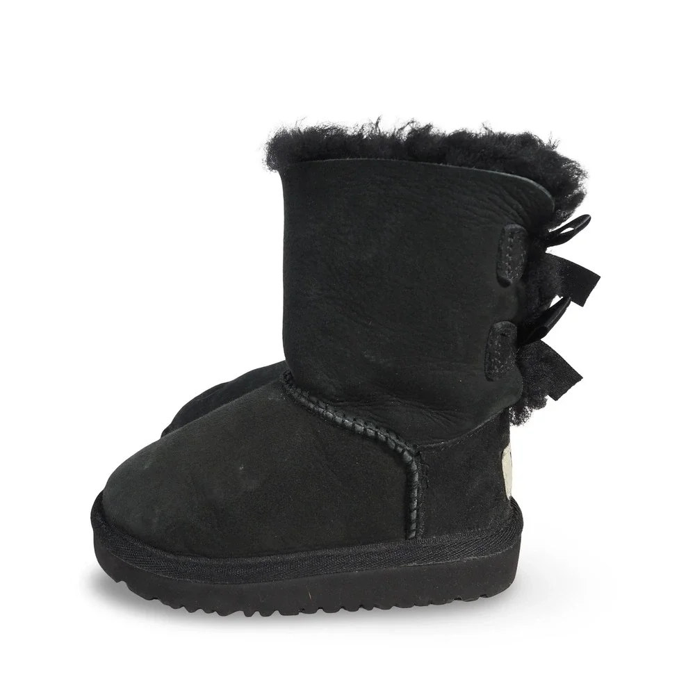 UGG Bailey Bow II‎ Suede Boots 3280T Black Toddler 6 UK 5 EU 22.5